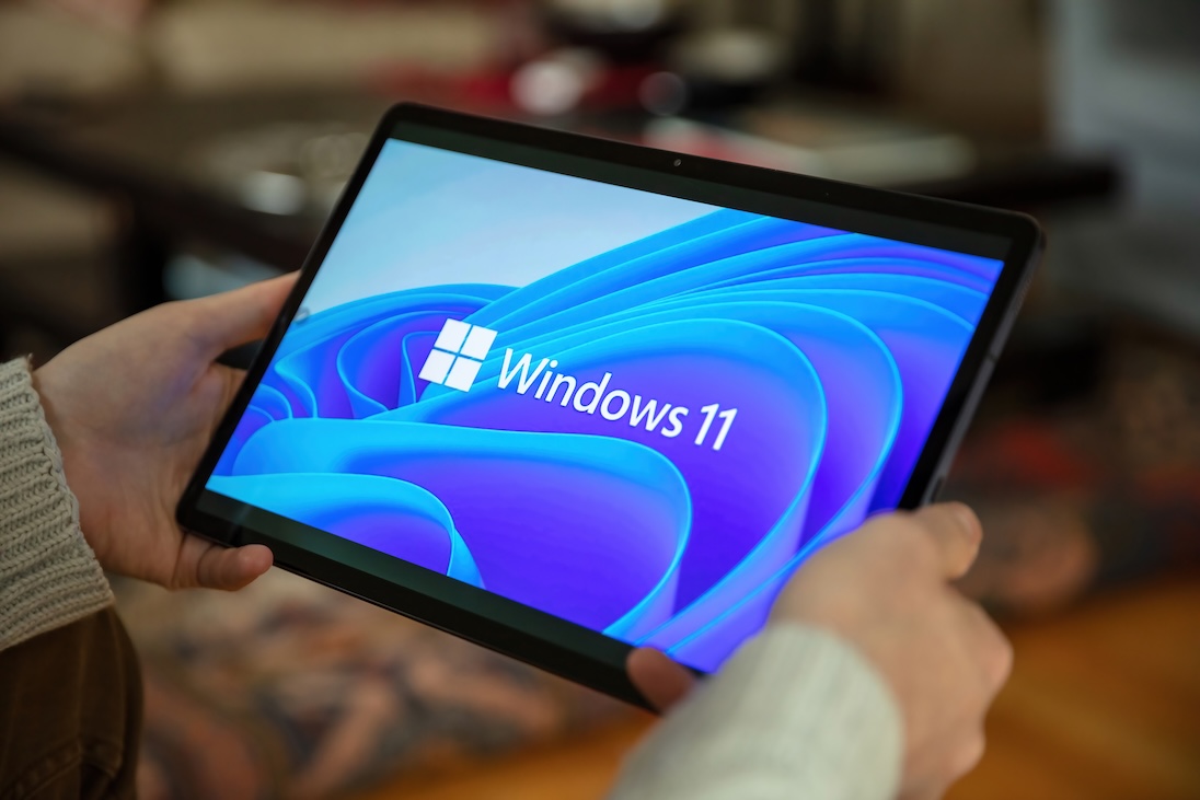 Windows 11 startscherm op een tablet